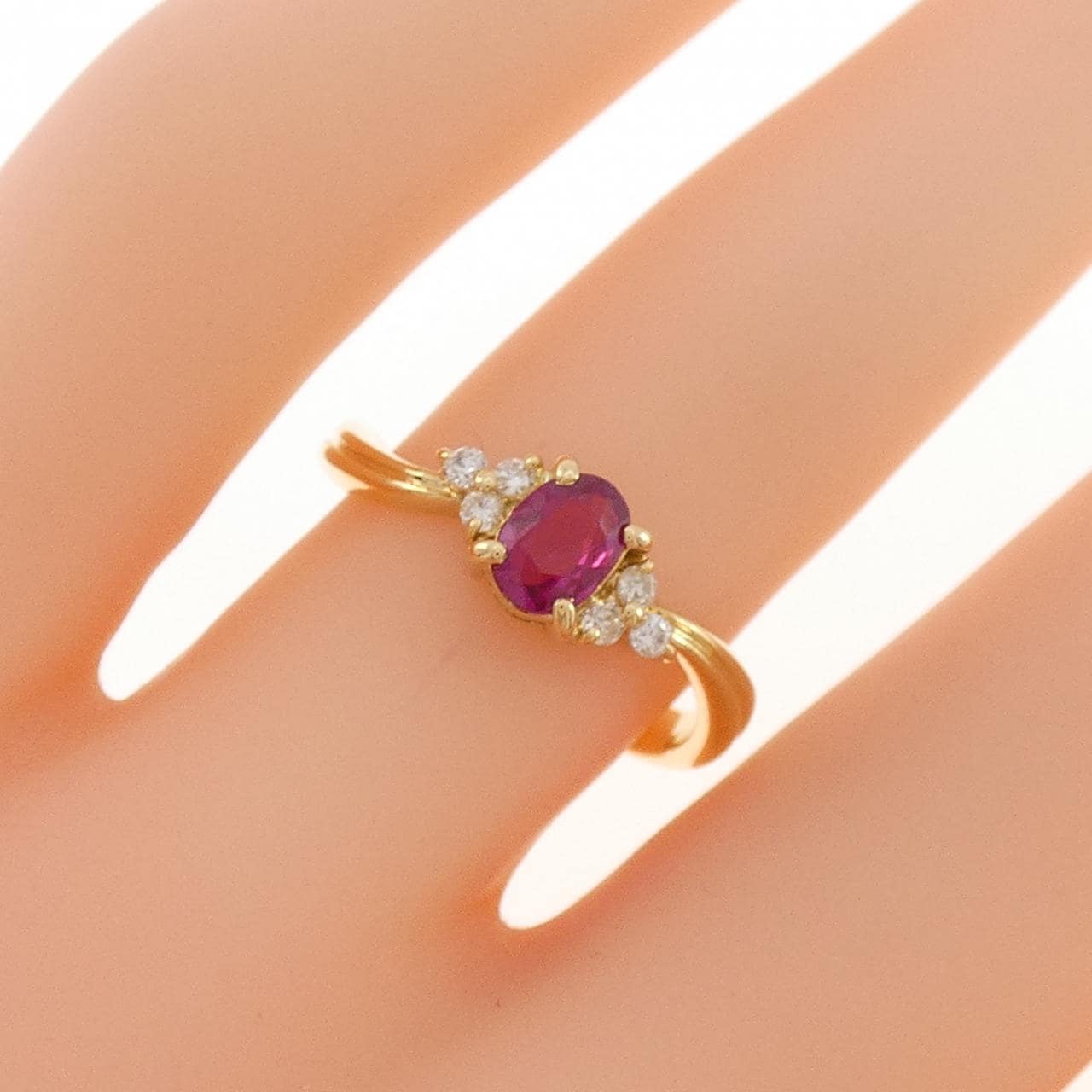 K18YG ルビー リング 0.423CT
