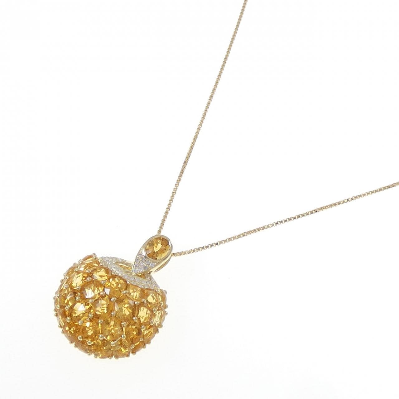 K18YG シトリン ネックレス 14.60CT