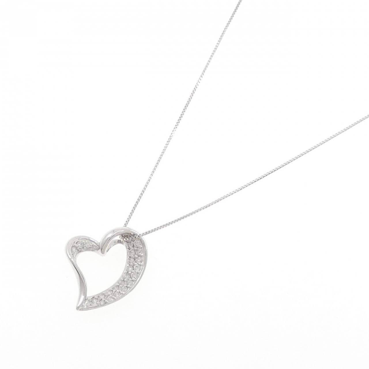 K18WG ハート ダイヤモンド ネックレス 0.20CT