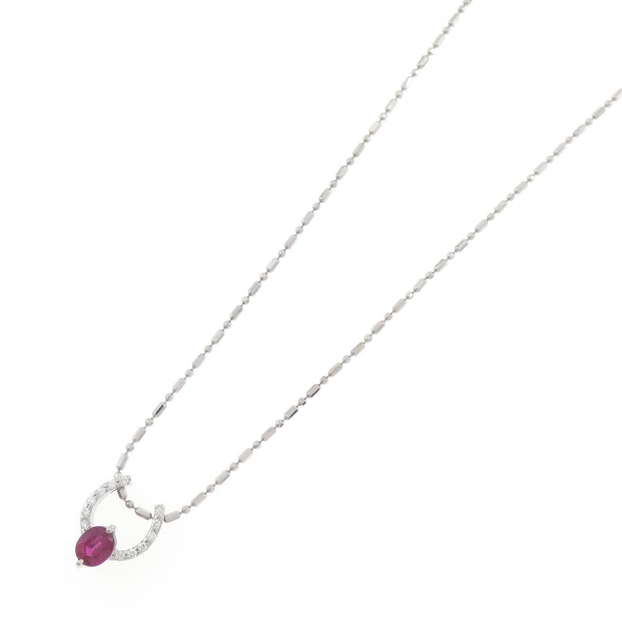 PT900/PT850 ルビー ネックレス 0.65CT