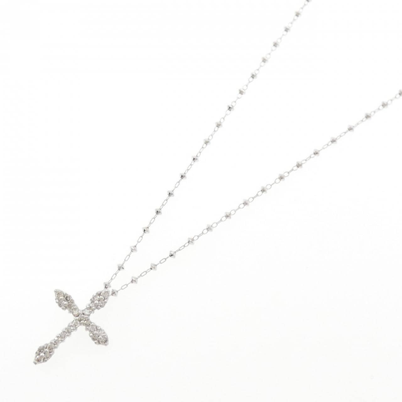 K18WG クロス ダイヤモンド ネックレス 0.30CT