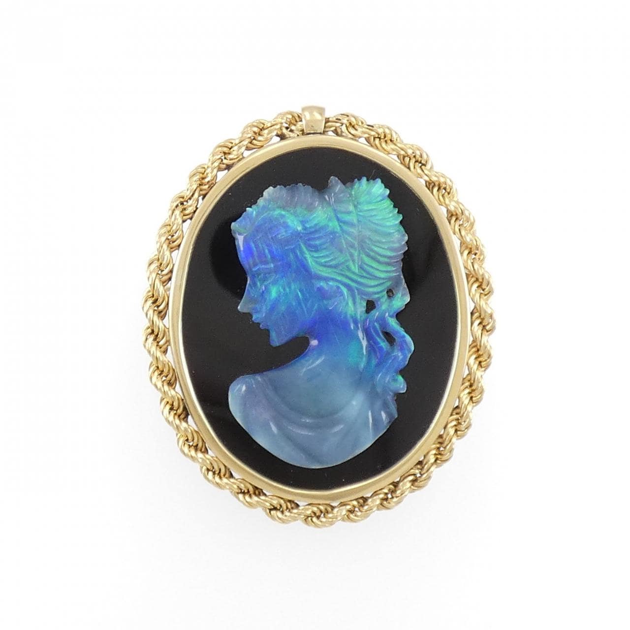 K18YG OPAL Cameo Brooch