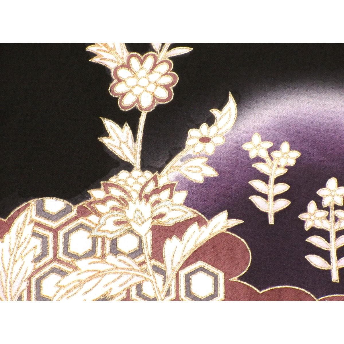 訪問着　友禅金彩加工　刺繍入りボカシ染