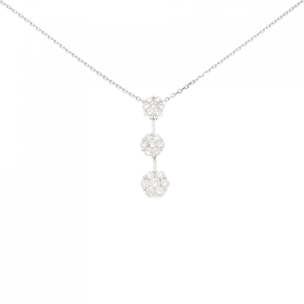 K18WG/PT850 ダイヤモンド ネックレス 1.00CT