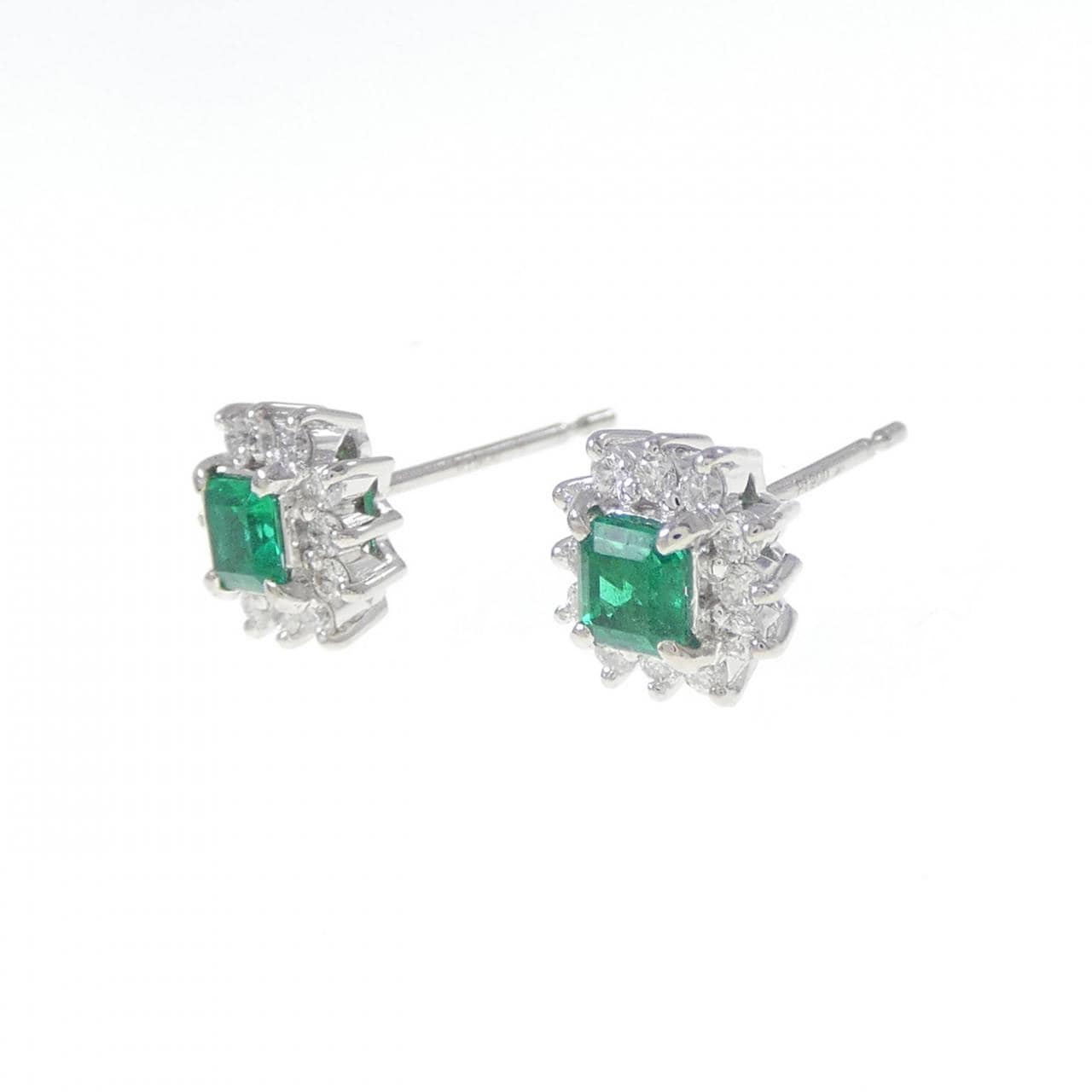 PT900 Emerald Earrings 0.37CT