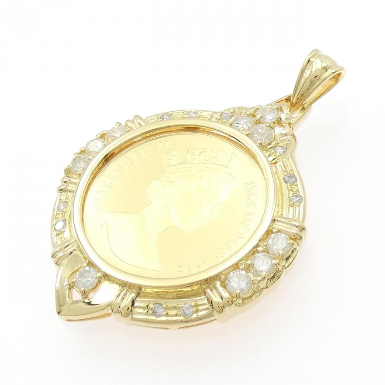 K18YG(枠) ダイヤモンド コイン ペンダント 1.00CT