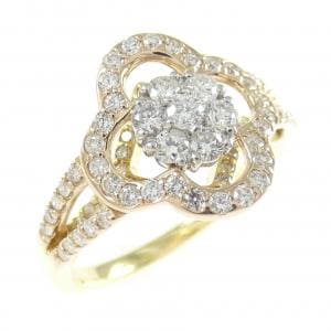 K18YG/PT900/K18PG フラワー ダイヤモンド リング 0.81CT