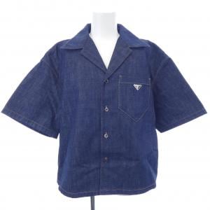 プラダ PRADA トライアングルロゴ セルビッジデニム シャツ GEC068 S212 15C7 S／Sシャツ