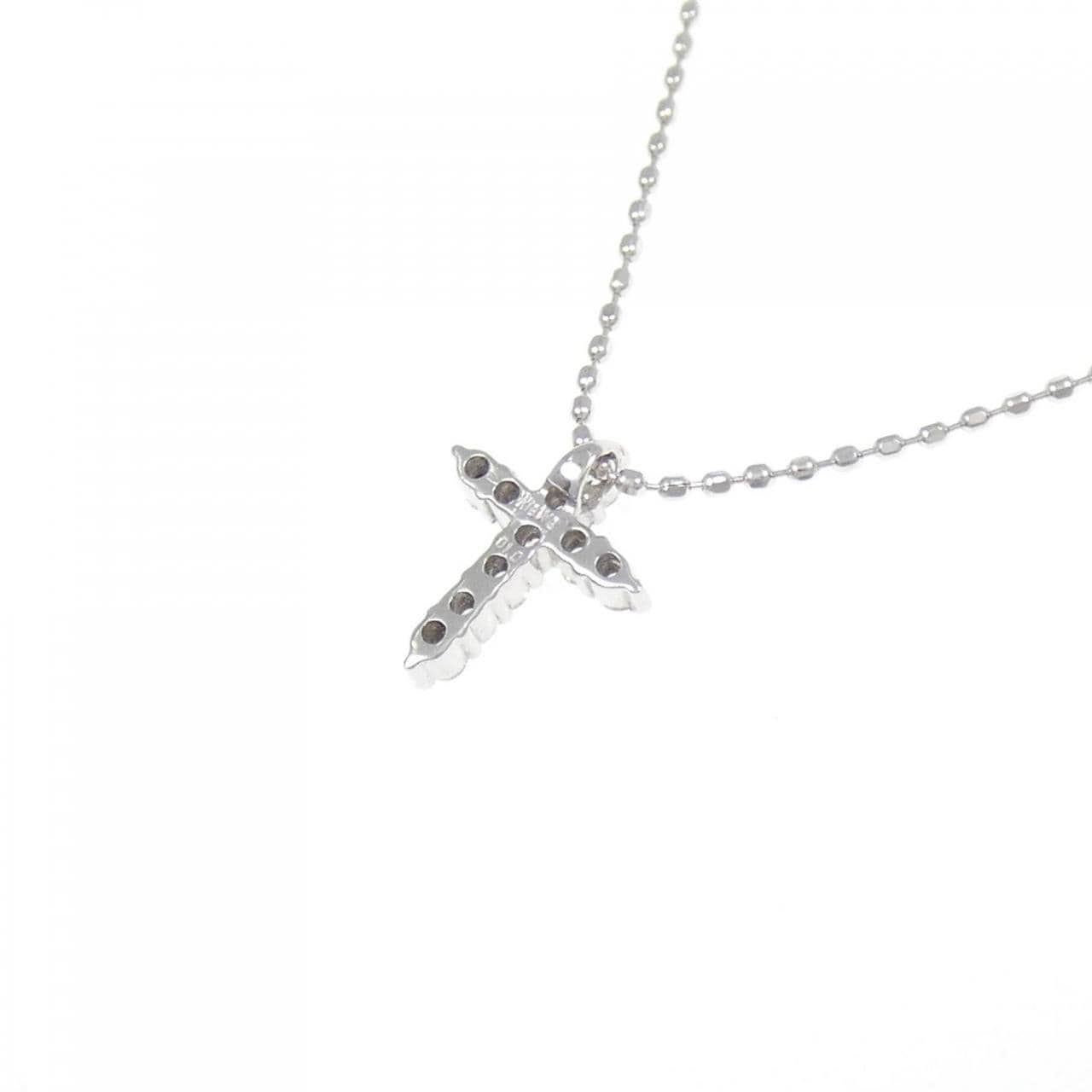 K18WG クロス ダイヤモンド ネックレス 0.10CT