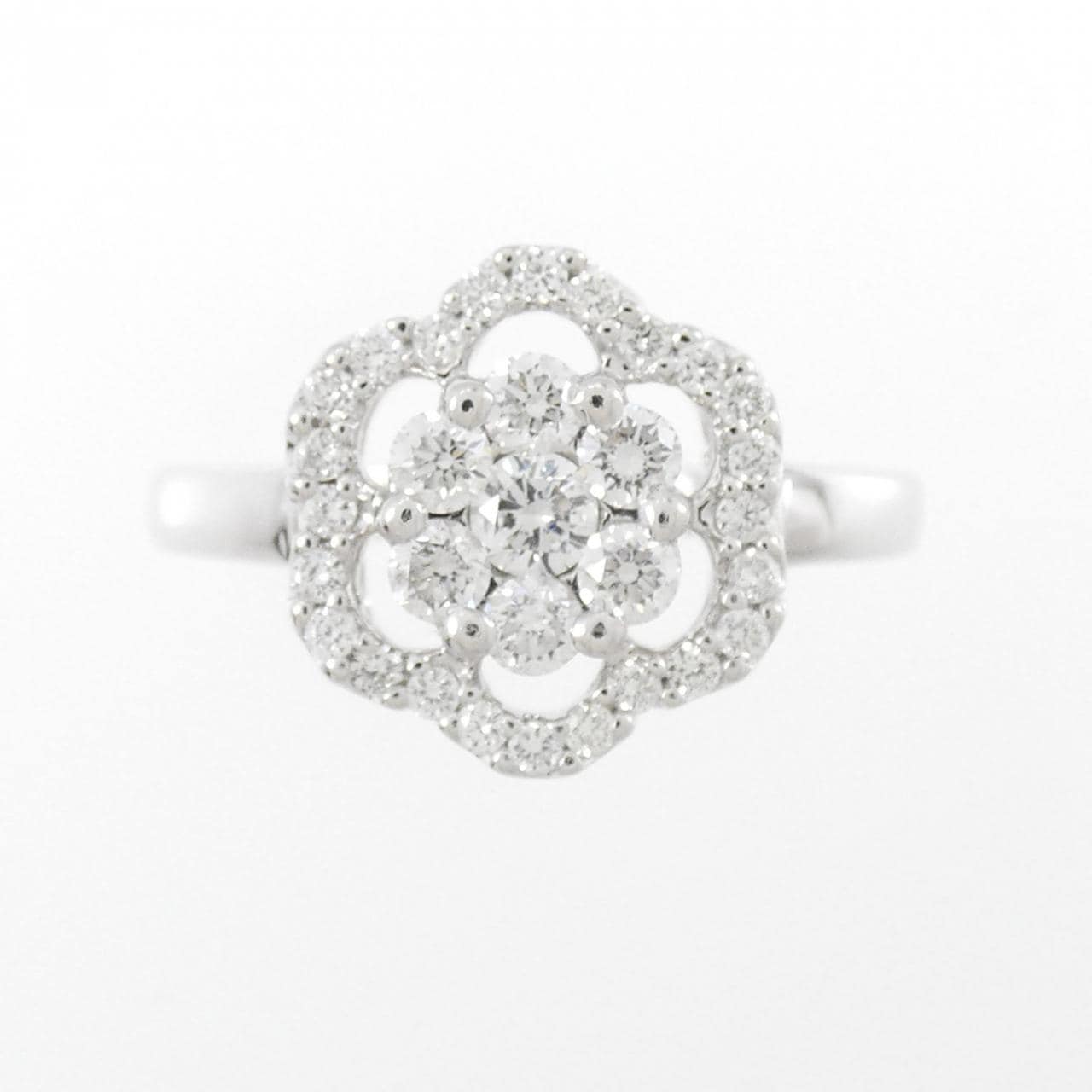 K18WG flower Diamond ring 0.45CT