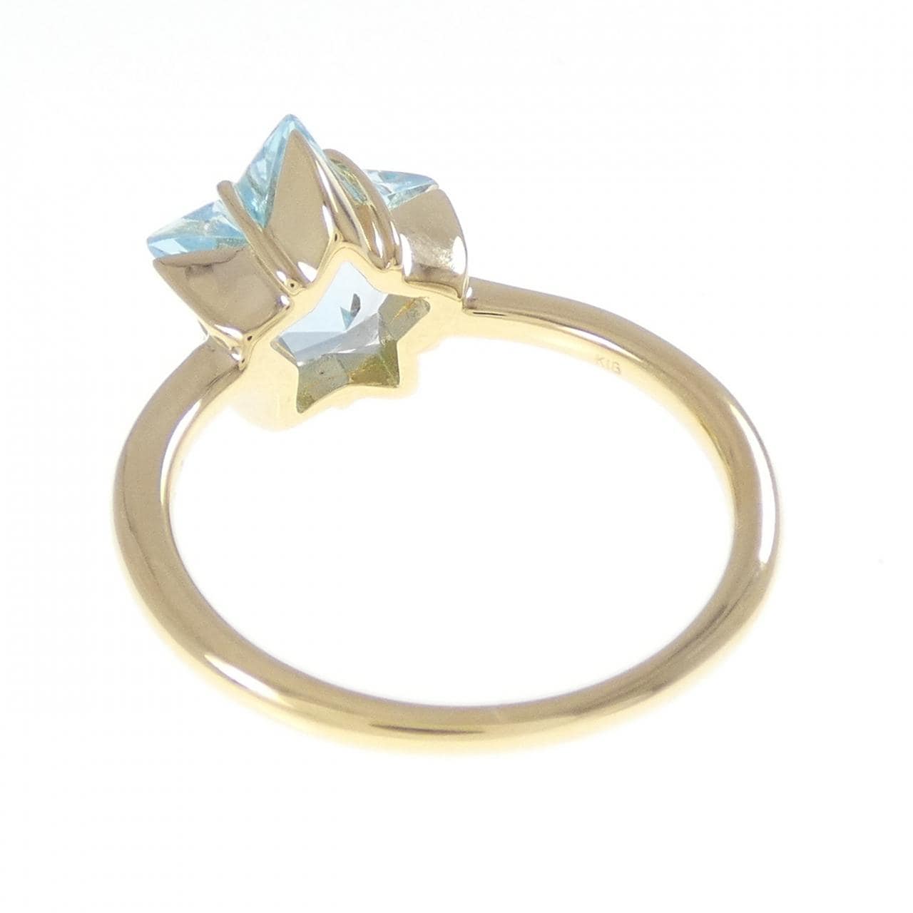 K18YG スター ブルートパーズ リング 3.19CT