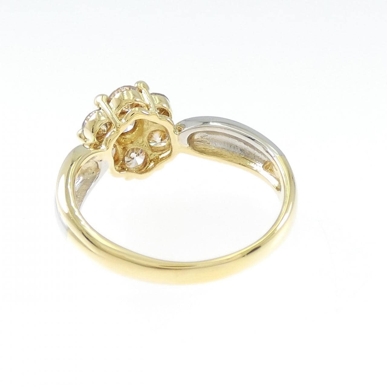 K18YG/PT900 フラワー ダイヤモンド リング 1.00CT