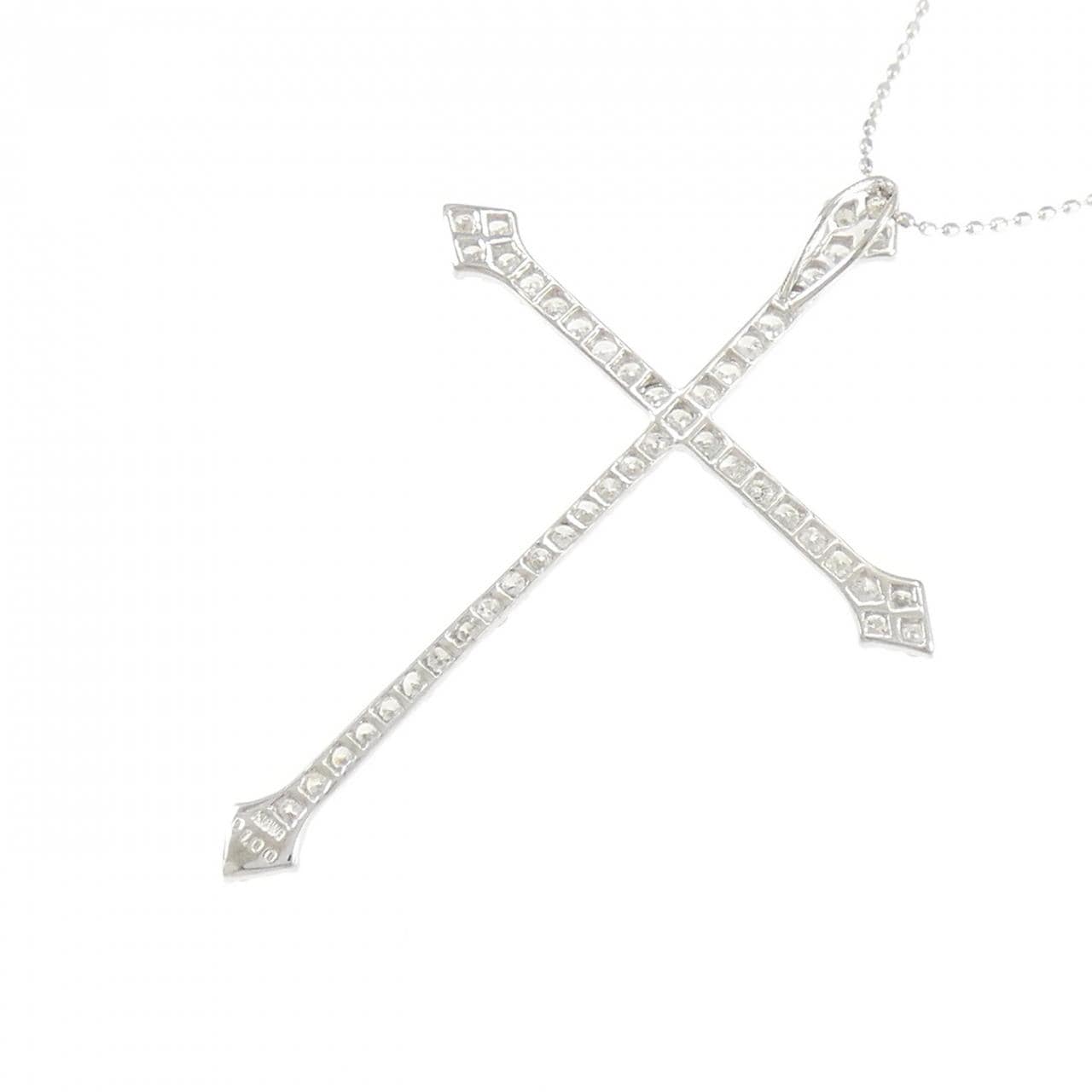 K18WG クロス ダイヤモンド ネックレス 1.00CT