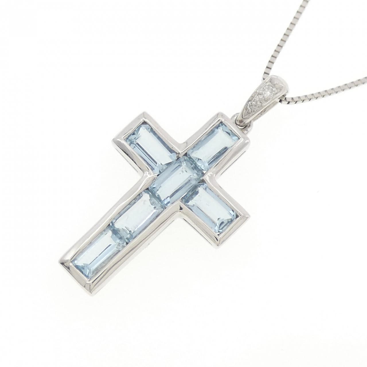 PT900/PT850 クロス アクアマリン ネックレス 1.43CT