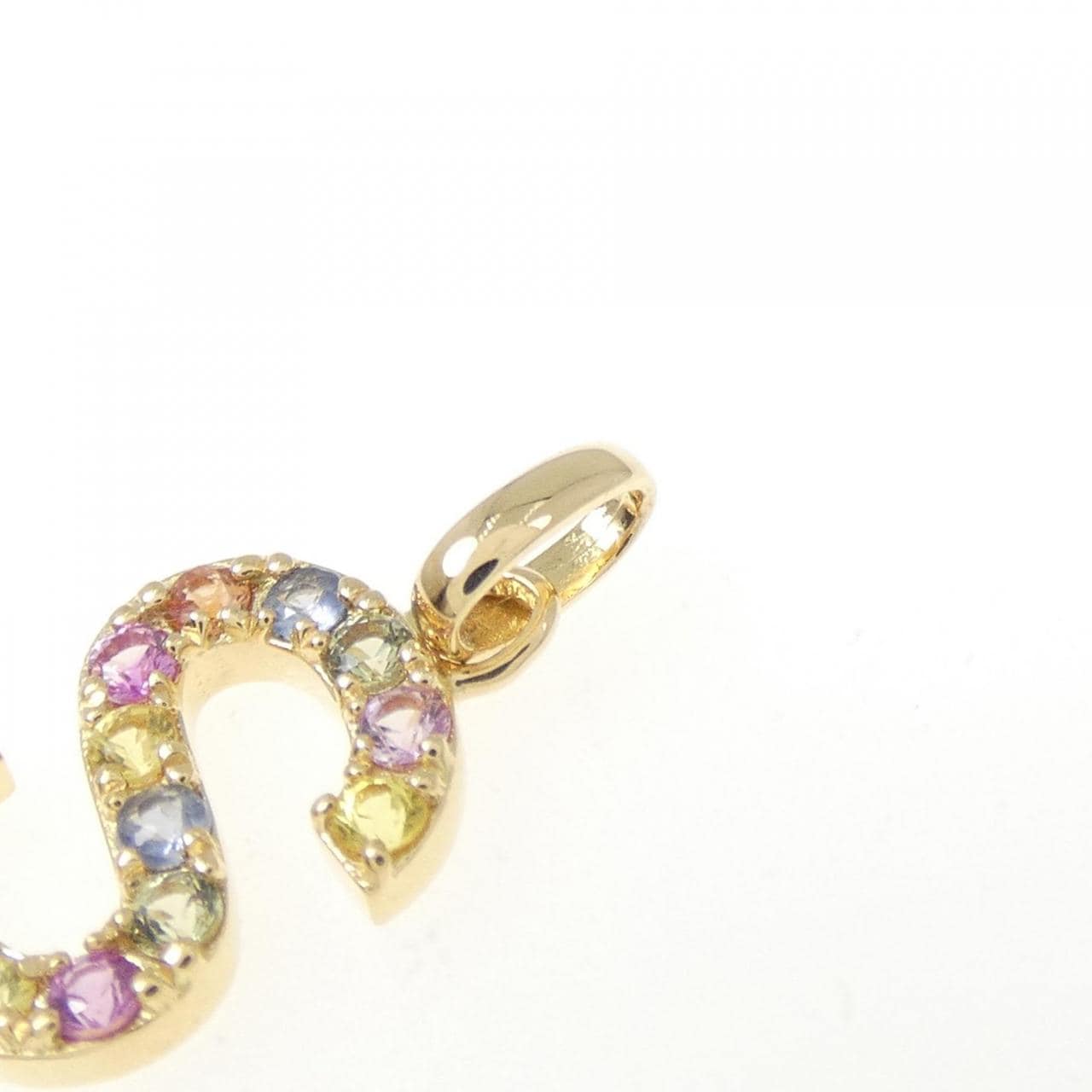 【新品】K18YG イニシャルS サファイヤ ペンダント 0.24CT