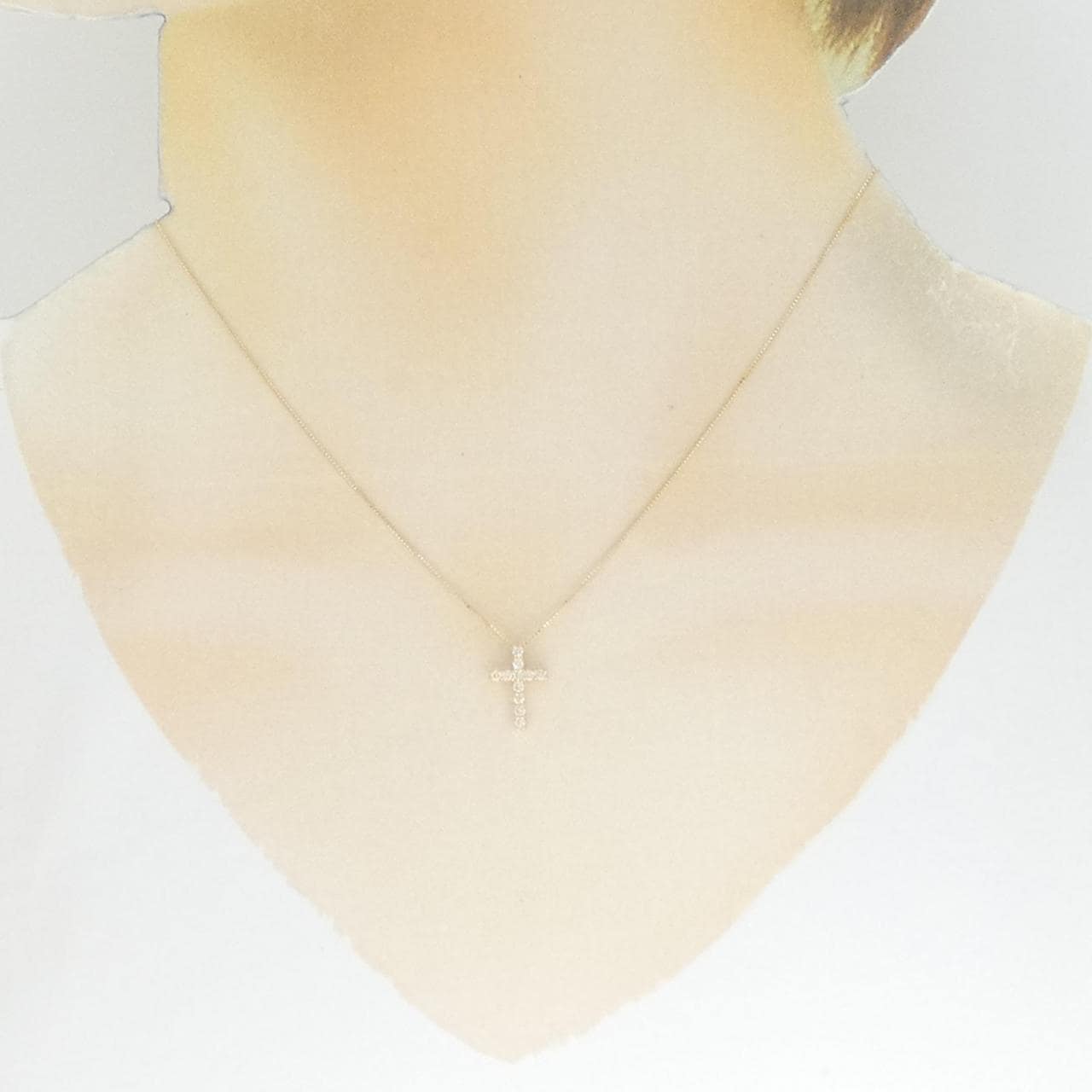 K18YG クロス ダイヤモンド ネックレス 0.16CT