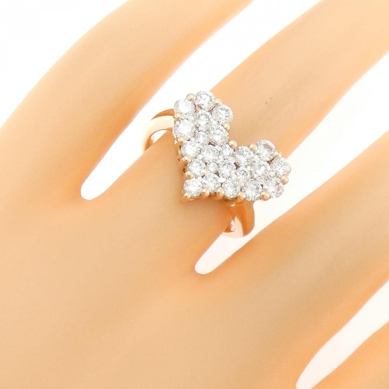 K18PG/K18WG ハート パヴェ ダイヤモンド リング 1.50CT
