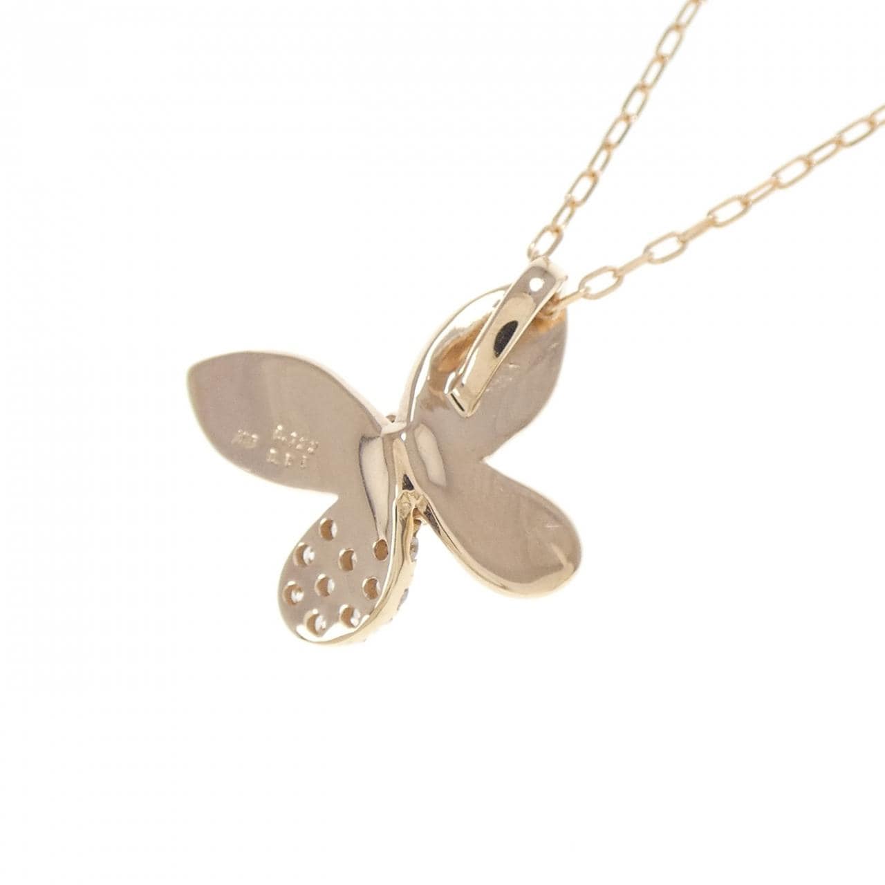 K18PG バタフライ ダイヤモンド ネックレス 0.122CT