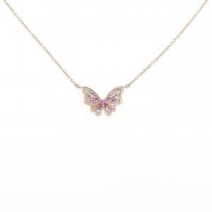 K10PG バタフライ サファイヤ ネックレス 0.12CT