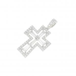 【新品】K18WG クロス ダイヤモンド ペンダント 0.26CT