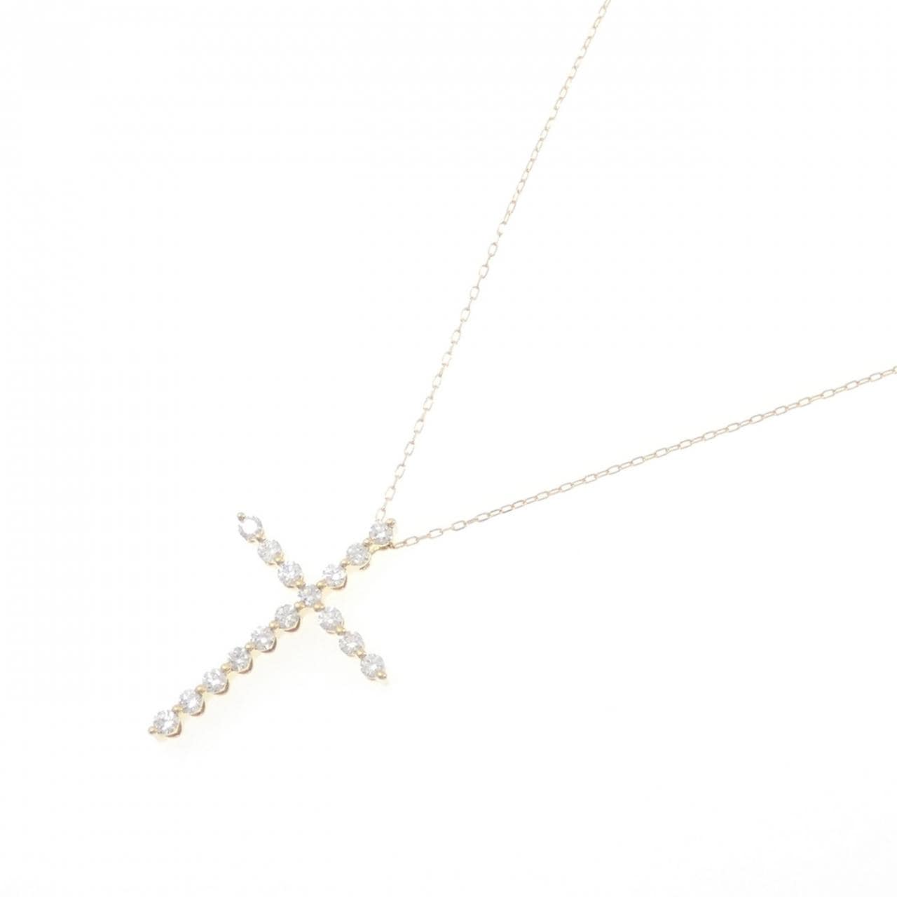 K18YG クロス ダイヤモンド ネックレス 1.00CT