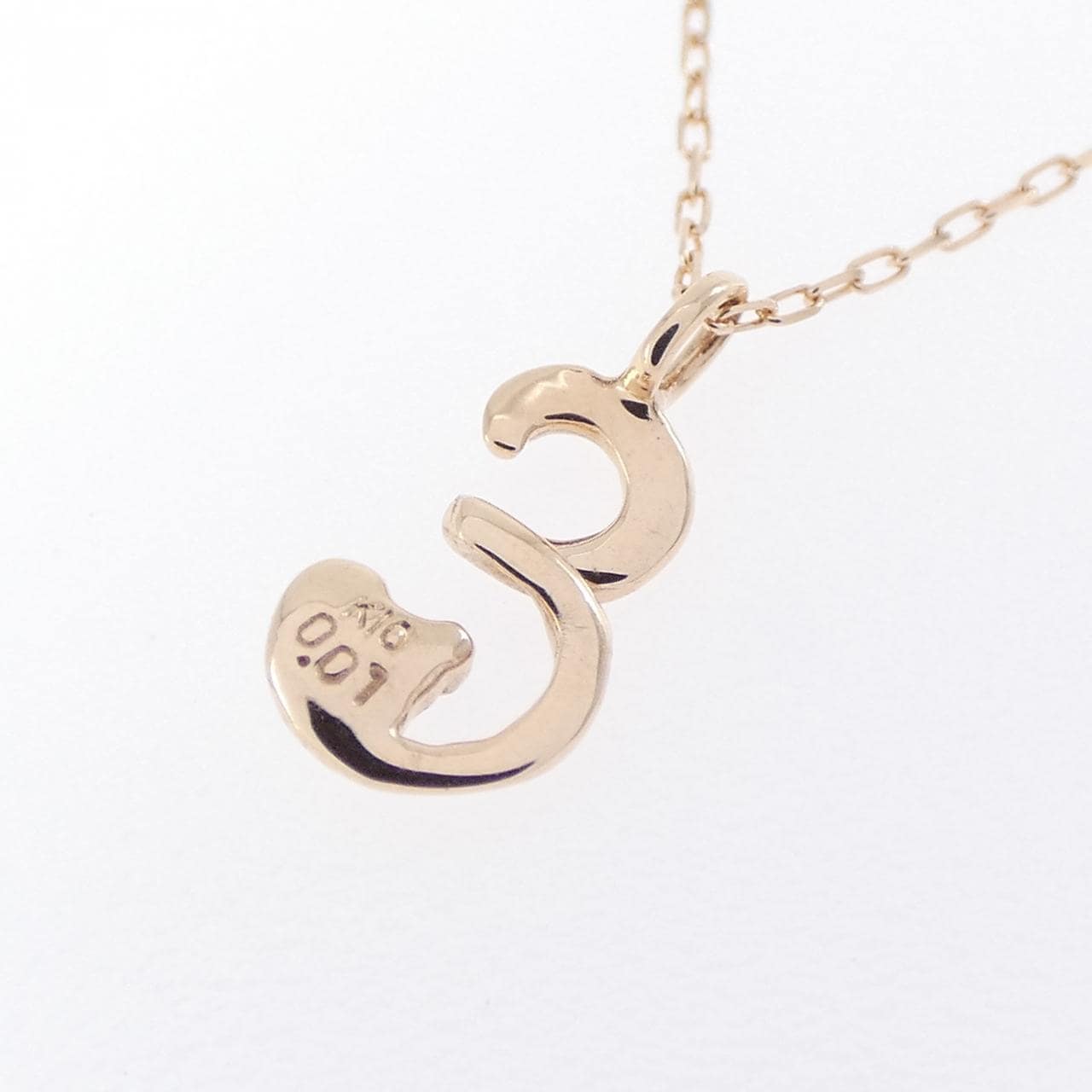 K10PG ダイヤモンド イニシャルE ネックレス 0.01CT