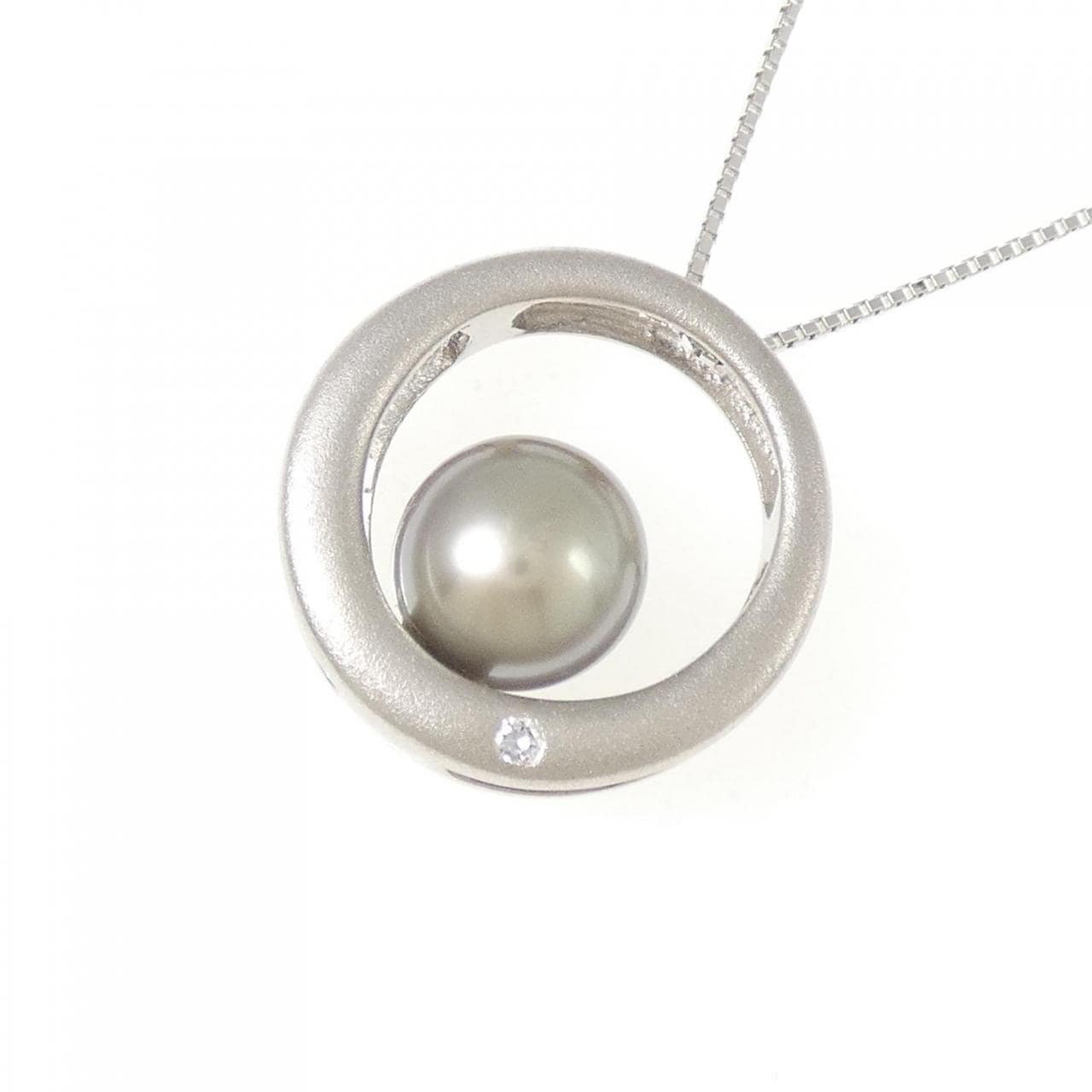 K18WG 黒蝶パール ネックレス mm