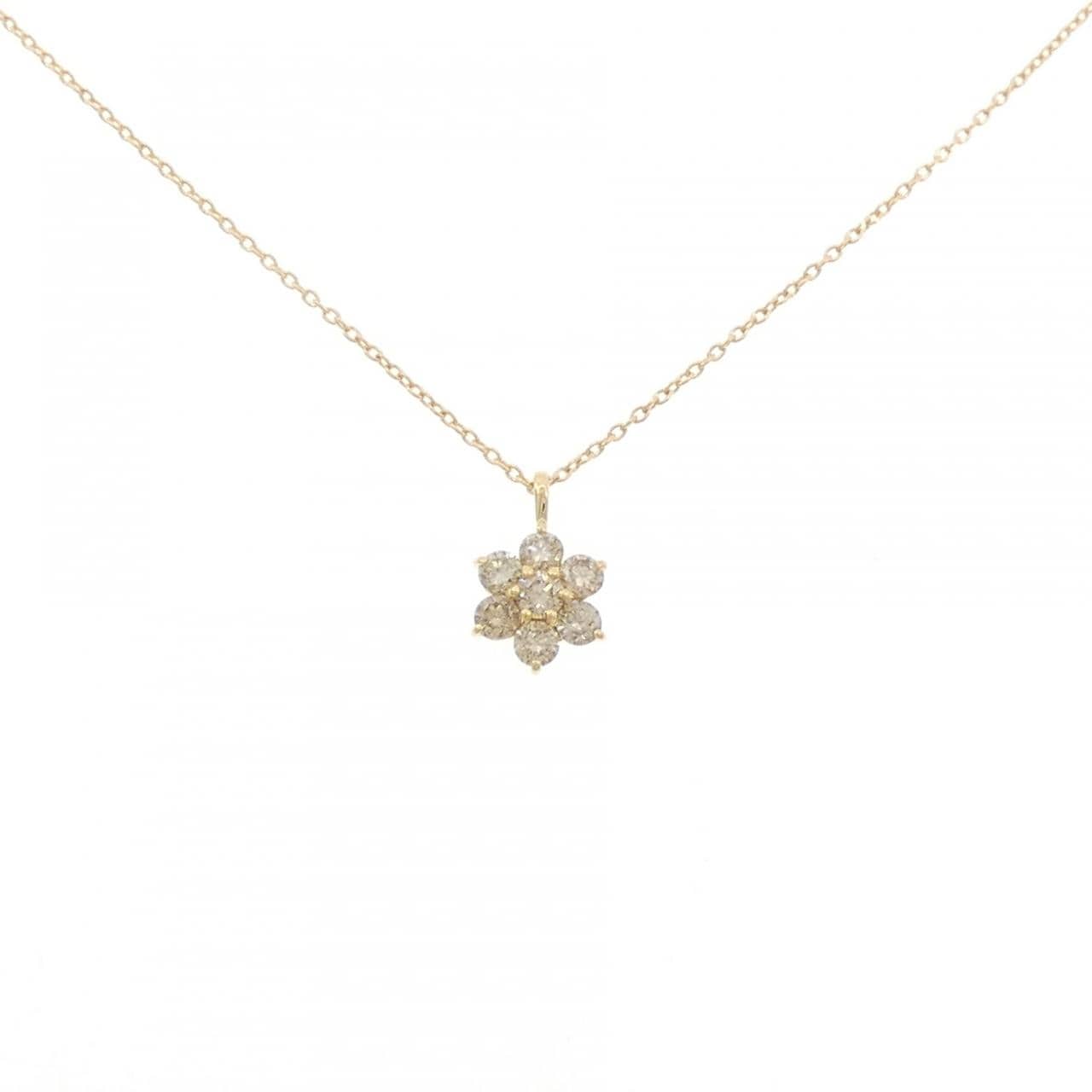 K18YG フラワー ダイヤモンド ネックレス 0.40CT