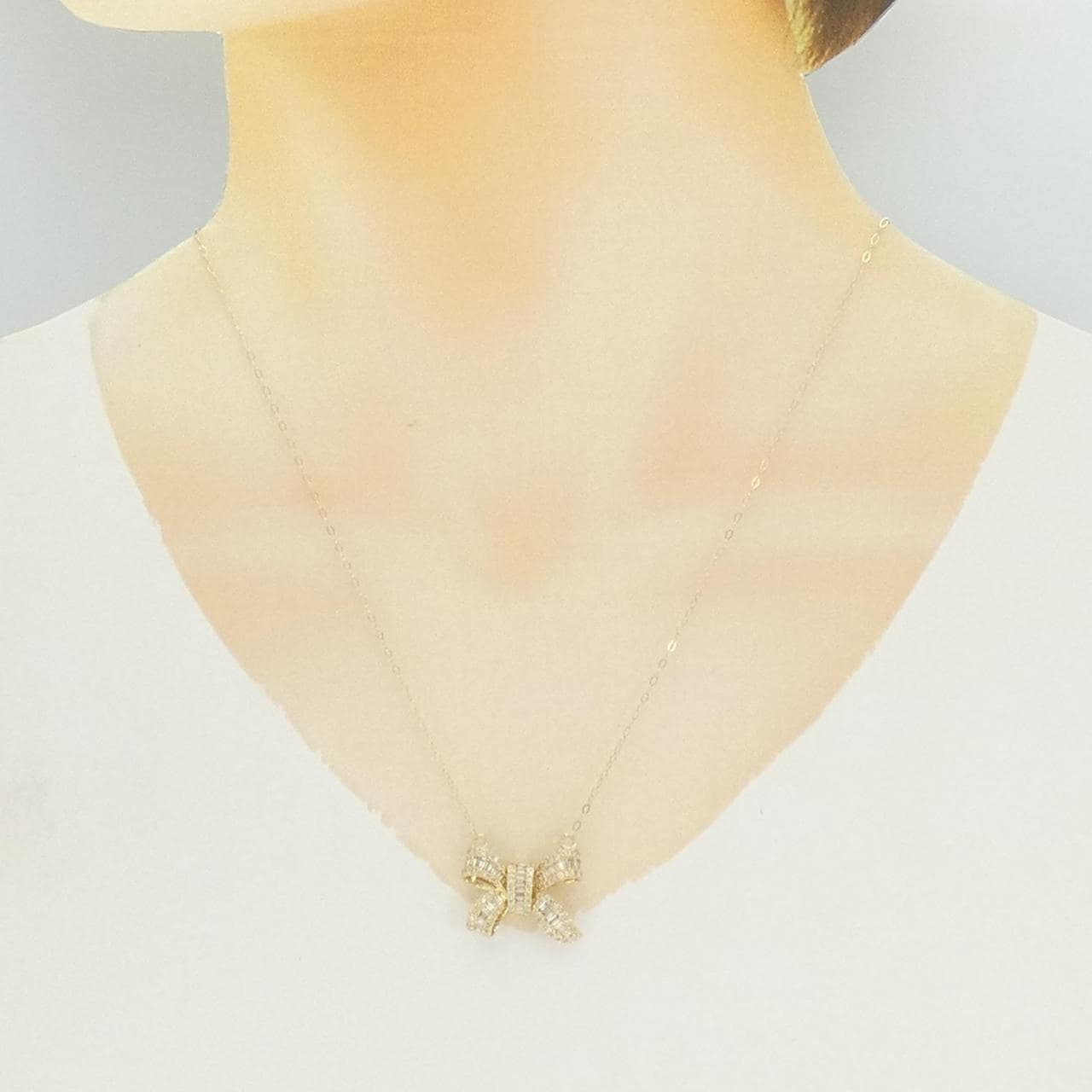 K18YG リボン ダイヤモンド ネックレス 1.00CT