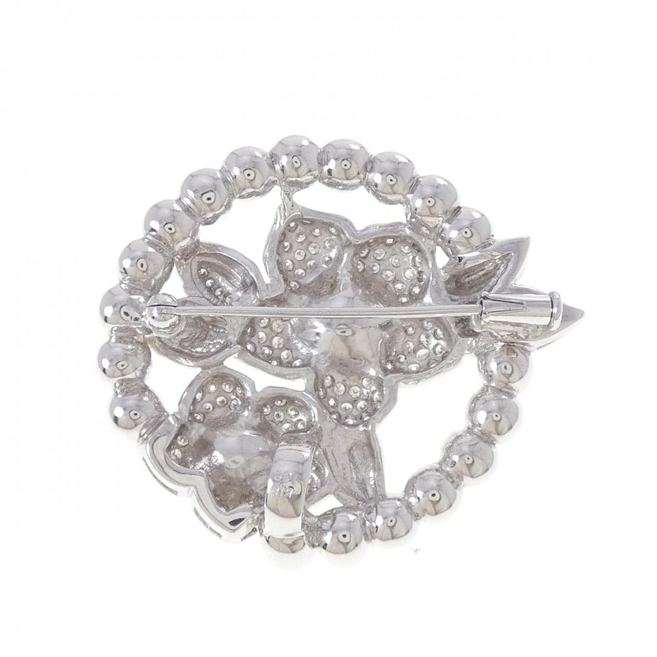 K18WG フラワー アコヤパール ブローチ