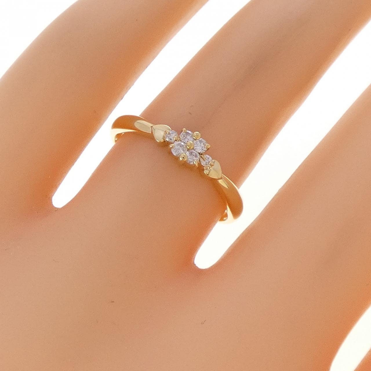 K18YG フラワー ダイヤモンド リング 0.10CT