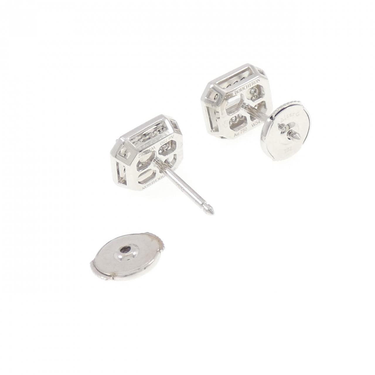 ブシュロン ヴァンドーム リズレ スタッズ ピアス 0.34CT 0.32CT E-F IF-VVS1 エメラルドカット