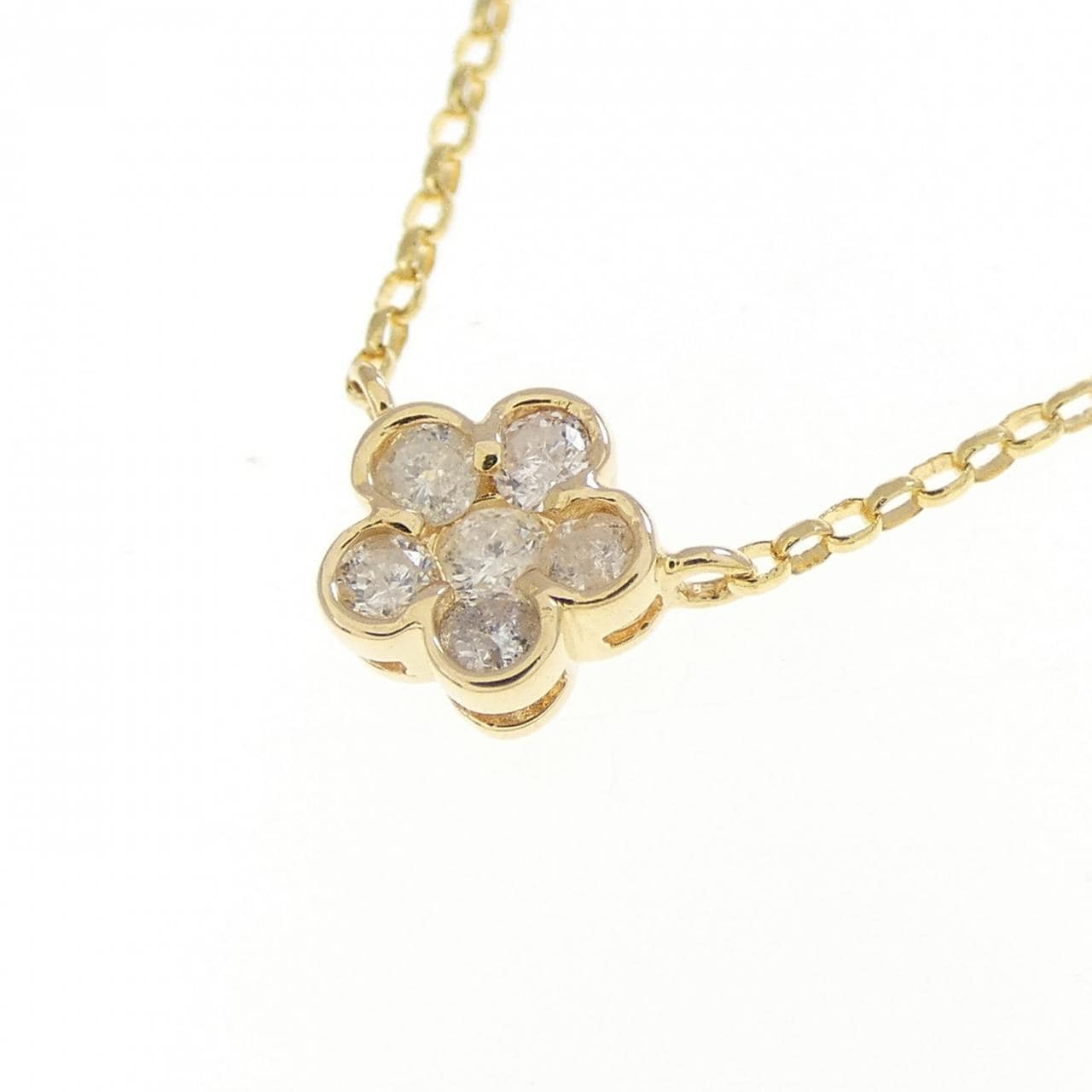K18YG フラワー ダイヤモンド ネックレス 0.10CT