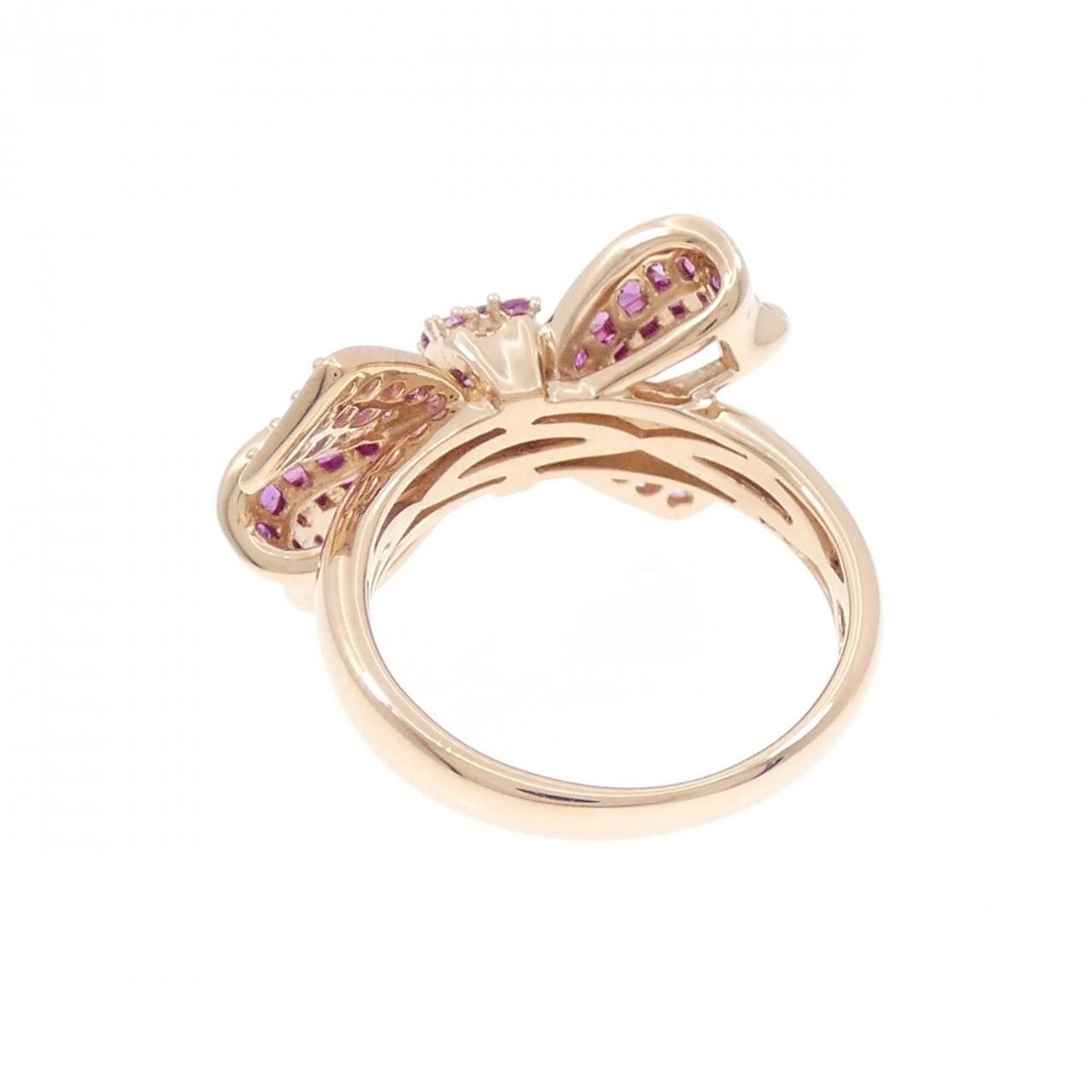 K18PG リボン ルビー リング