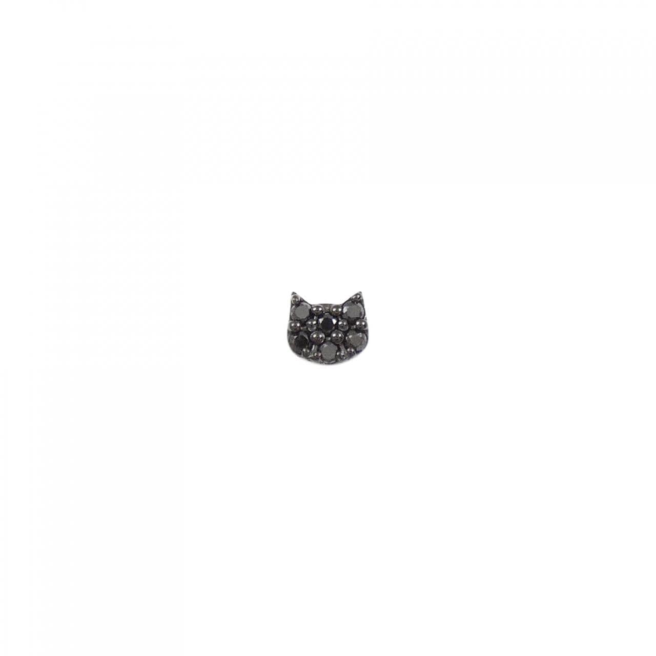 【新品】K18BG/K18猫钻石耳环单耳0.03CT