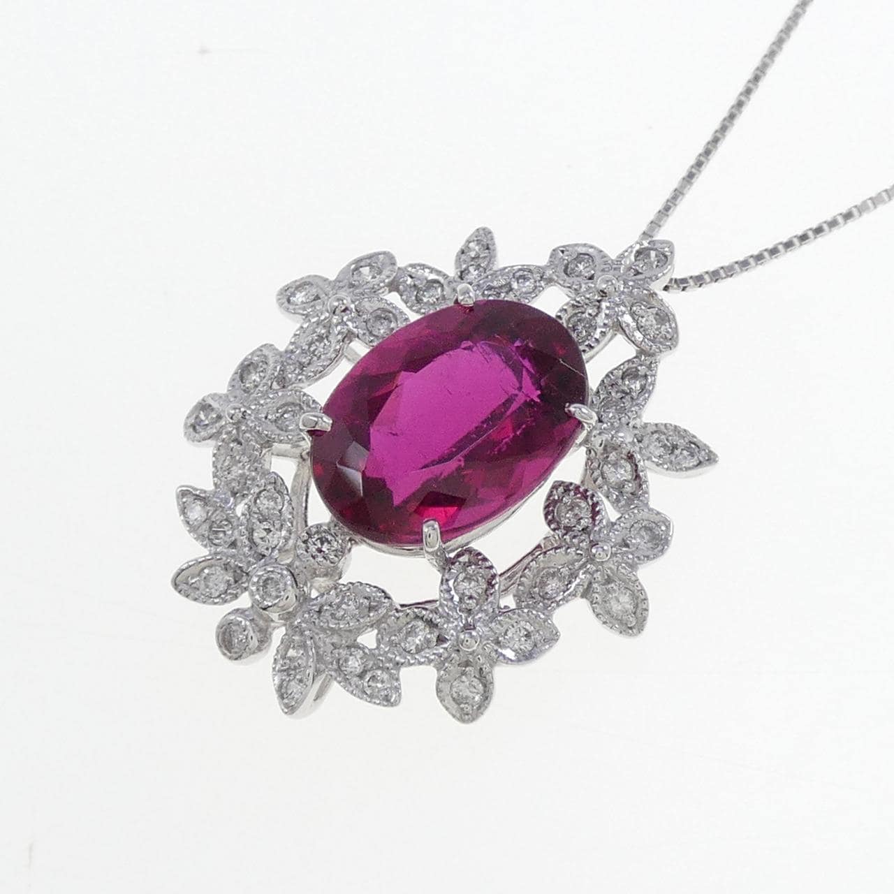 K18WG ルベライトトルマリン ネックレス 5.332CT