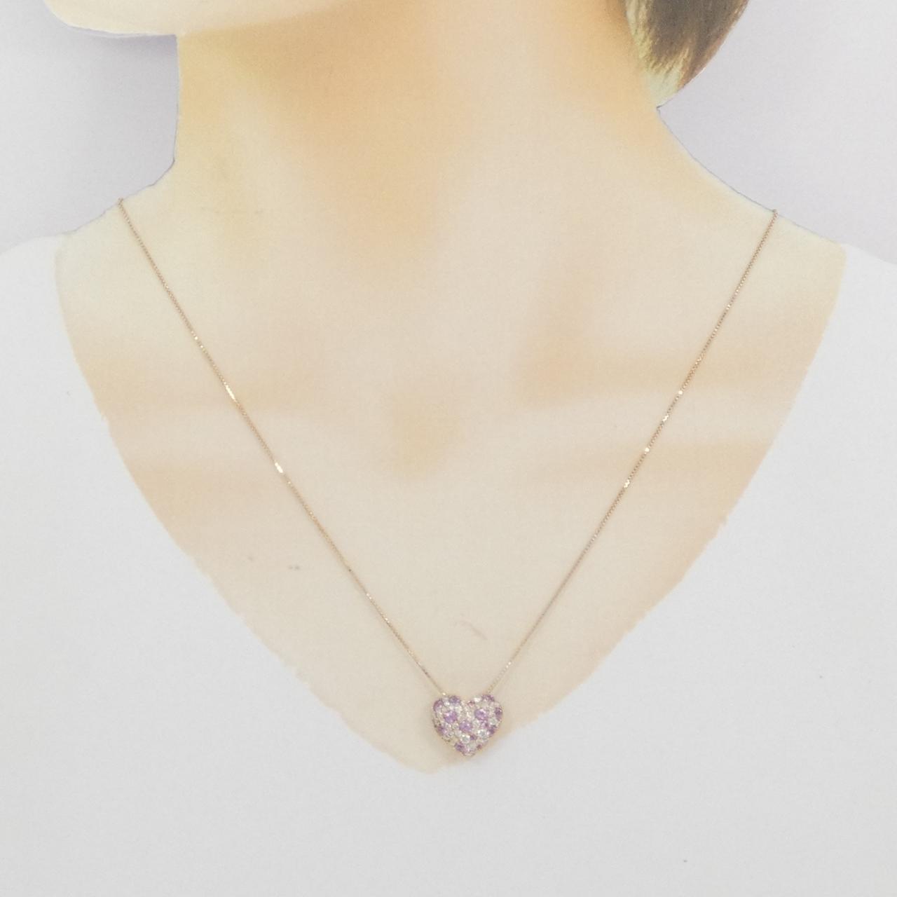 K18PG ハート サファイヤ ネックレス 0.68CT
