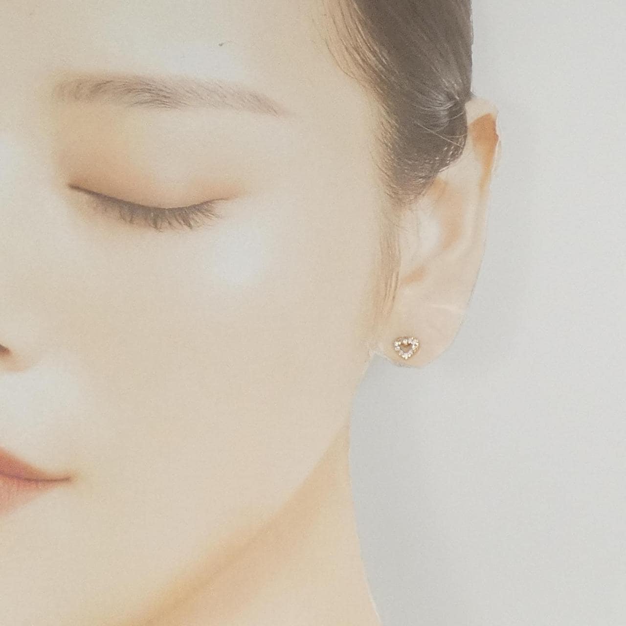 K18PG ハート ダイヤモンド ピアス 0.10CT