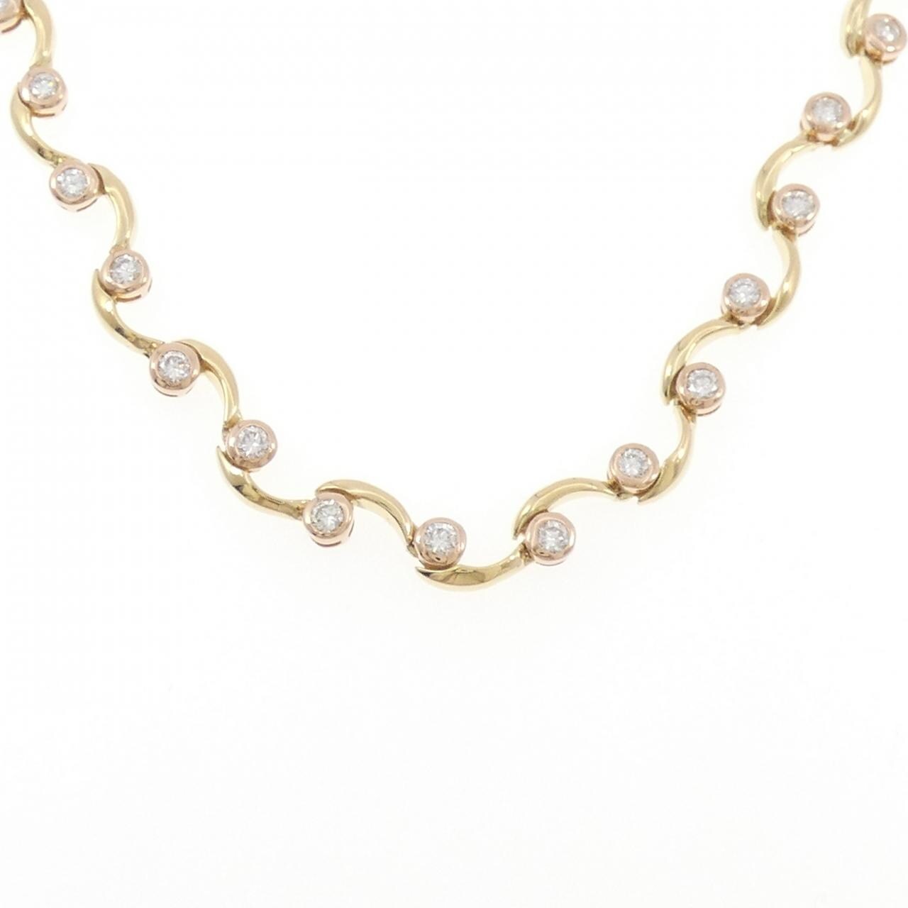 K18YG/K18PG ダイヤモンド ネックレス 2.89CT