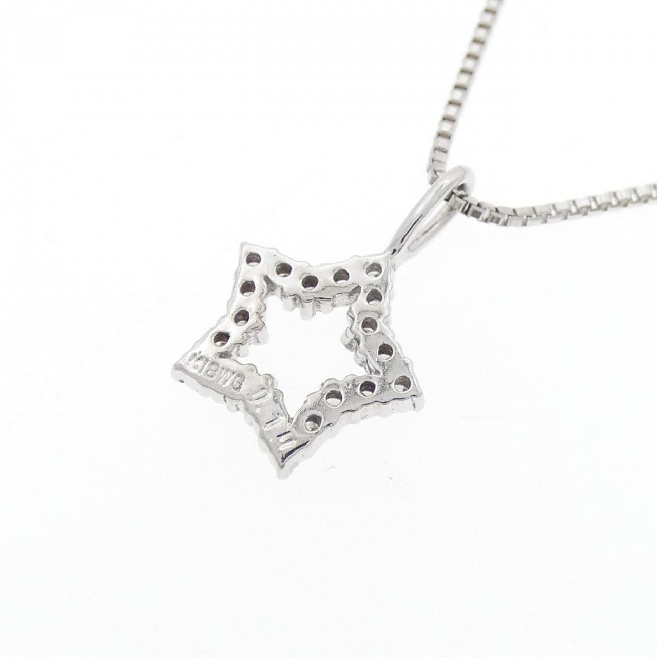 K18WG スター ダイヤモンド ネックレス 0.10CT