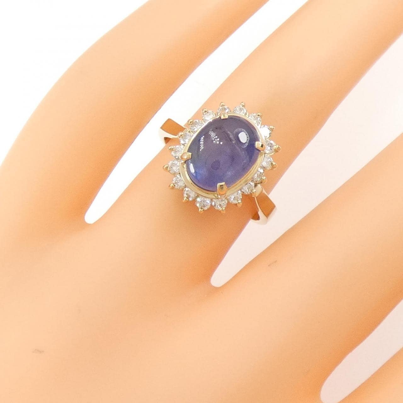 K18YG Star Sapphire Ring 4.15CT