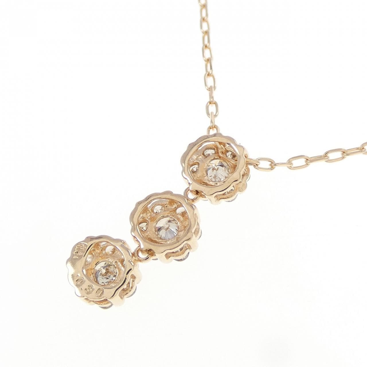K14PG/K18PG フラワー ダイヤモンド ネックレス 0.30CT