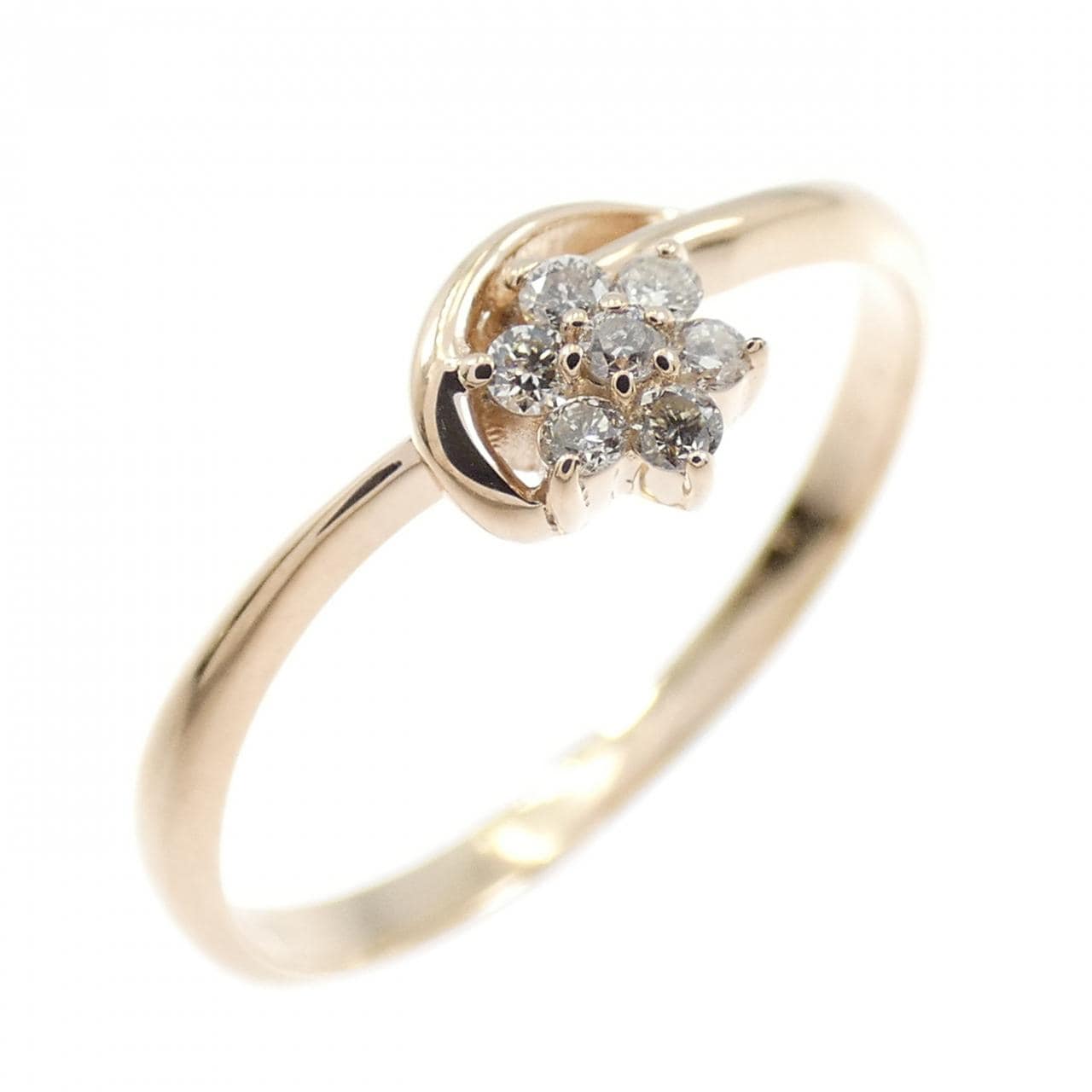 K18PG フラワー ダイヤモンド リング 0.07CT