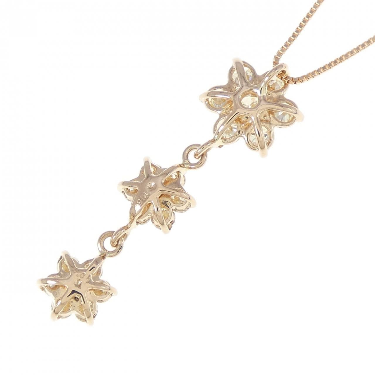 K18PG Flower Diamond Necklace 0.81CT