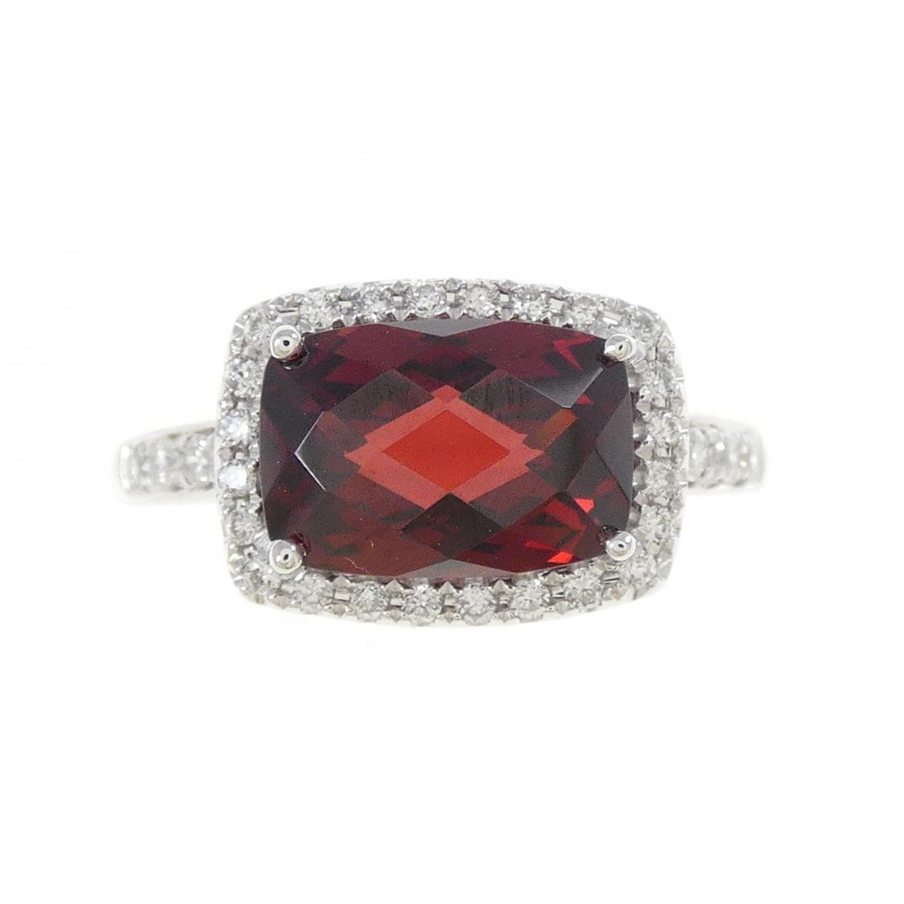 K18WG ガーネット リング 2.10CT