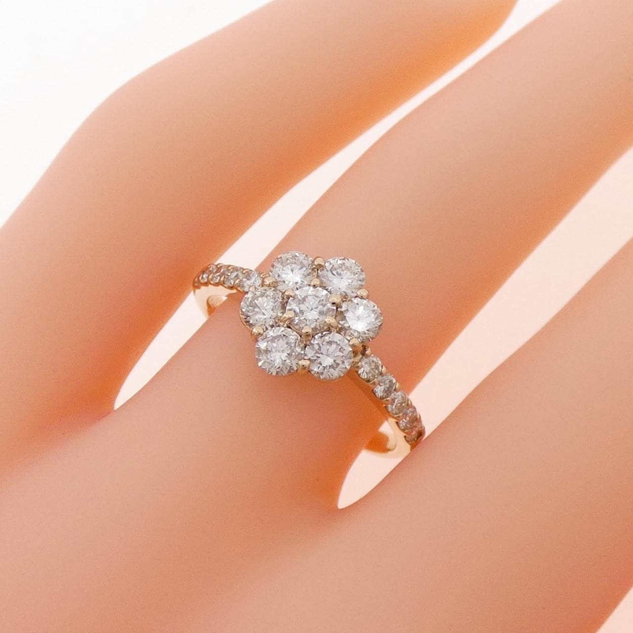 K18PG フラワー ダイヤモンド リング 1.00CT