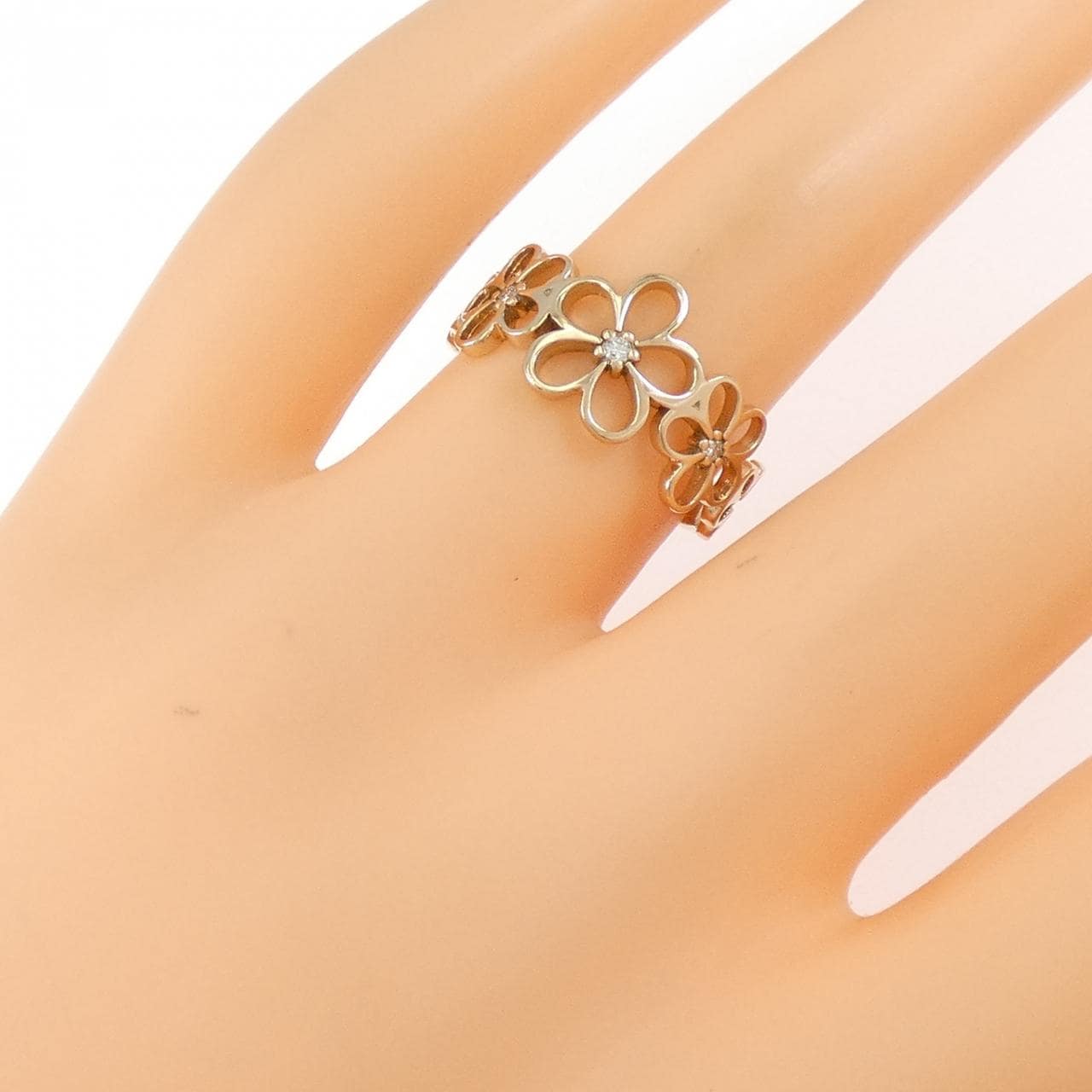 K18PG フラワー ダイヤモンド リング 0.04CT