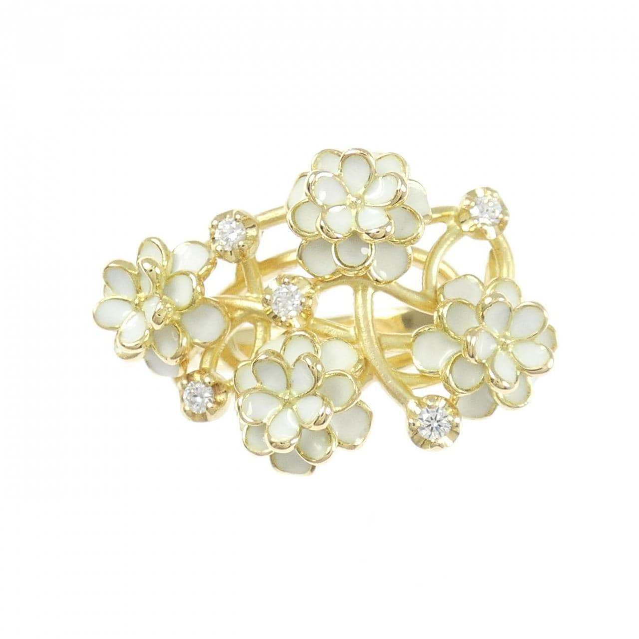 K18YG フラワー エナメル リング