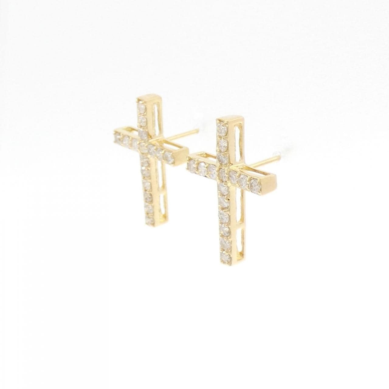 【新品】K18YG クロス ダイヤモンド ピアス 0.40CT