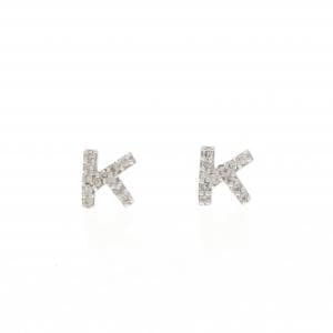 K18WG イニシャルK ダイヤモンド ピアス 0.16CT